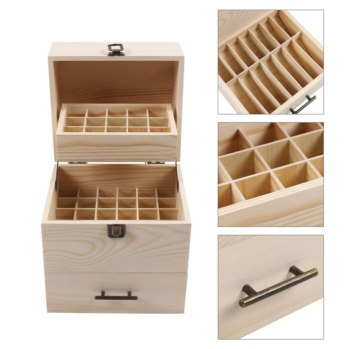 Wood Essential Oil Box 59 Grid Wood Essential Oil Box Essential Oil Packaging Box High Quality 3 Layer Essential Oil Box
