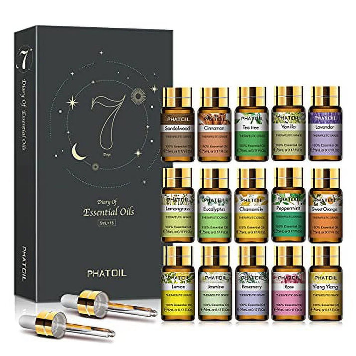 15Pcs X 5Ml Essential Oils Gift Set Perfect for Skin & Hair Care, Bath, Relaxation, Ideal for Aromatherapy Diffuser, Soap Candle Making